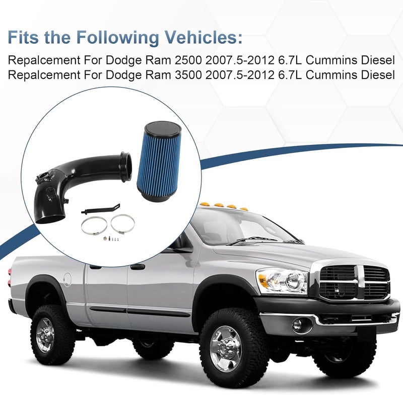 LDMINDA 4 inch Cold Air Intake Kit Air Intake Pipe With Filter System Compatible with Dodge Ram 2500 3500 6.7L Cummins Diesel 2007.5-2012 - Image 2